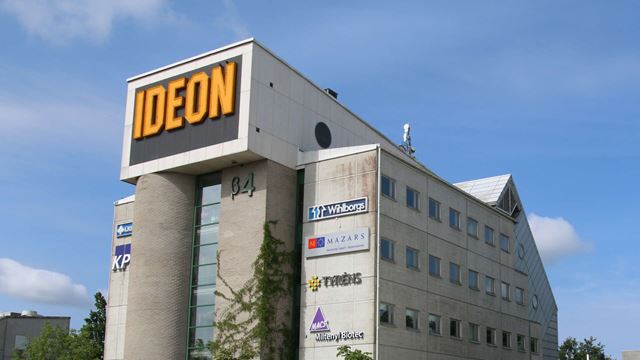 The Beta building in Ideon Science Park, with a large Ideon sign at the top.