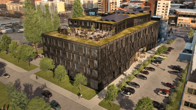 Illustration av Forskaren 2, en fastighet på Medeon-området.