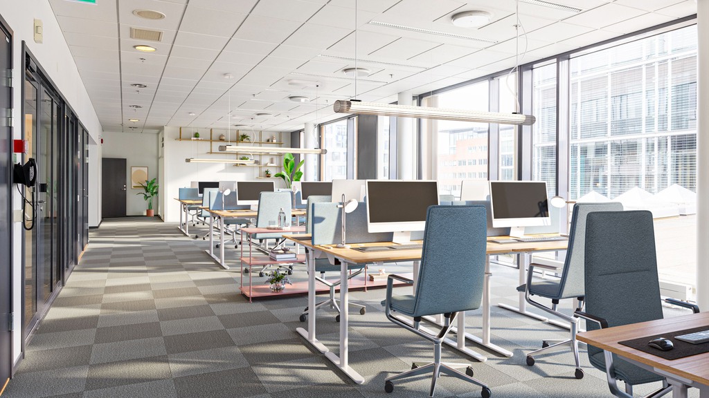 Kontorslokal med stora ytor och generöst ljusinsläpp