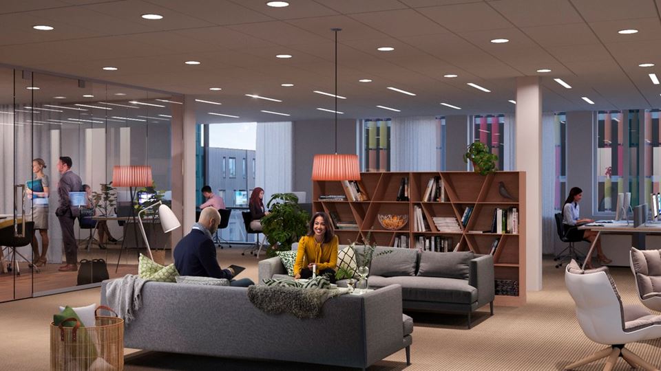 Concept image of the office landscape at Origo.