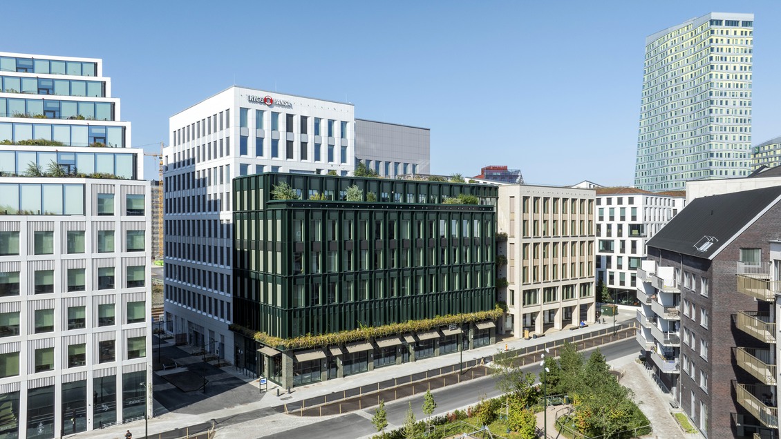 Kontosfastigheten Kvartetten i Hyllie och omgivningen uppifrån 