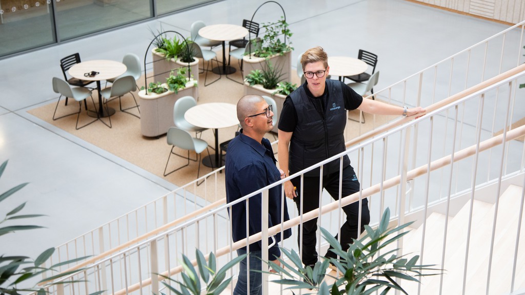 The facade of the Space building and the windmill outside.