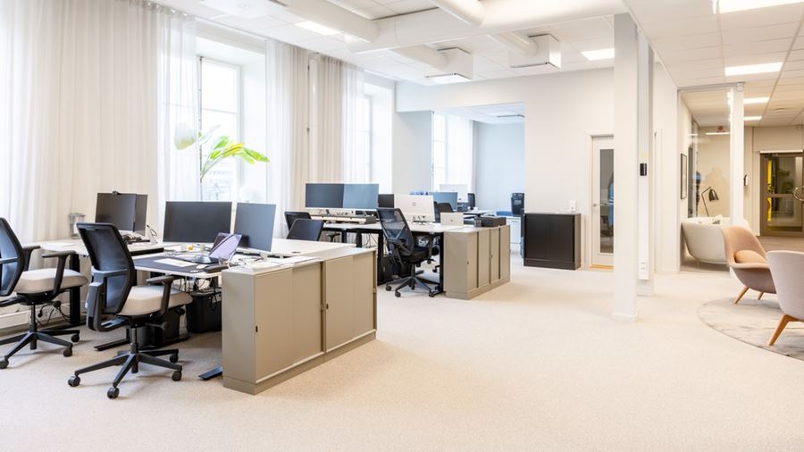 Trevliga arbetsplatser i kontorsfastigheten Sparven 15 i Malmö