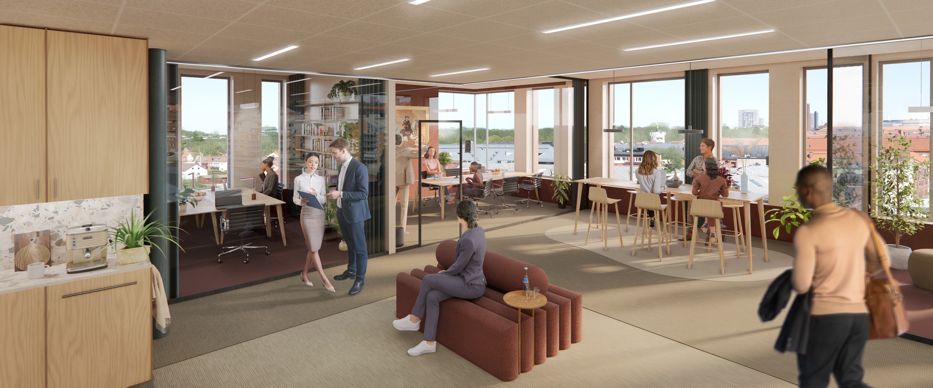 Unikt kontor med spektakulär terrass i solskenet