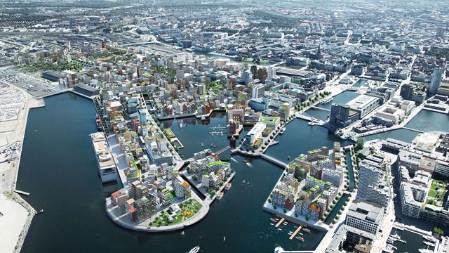 Visualisering av Nyhamnsområdet i Malmö.