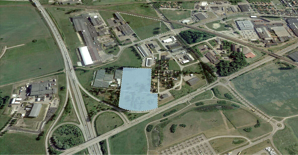 Flygfoto av tomter på Örja i Landskrona.