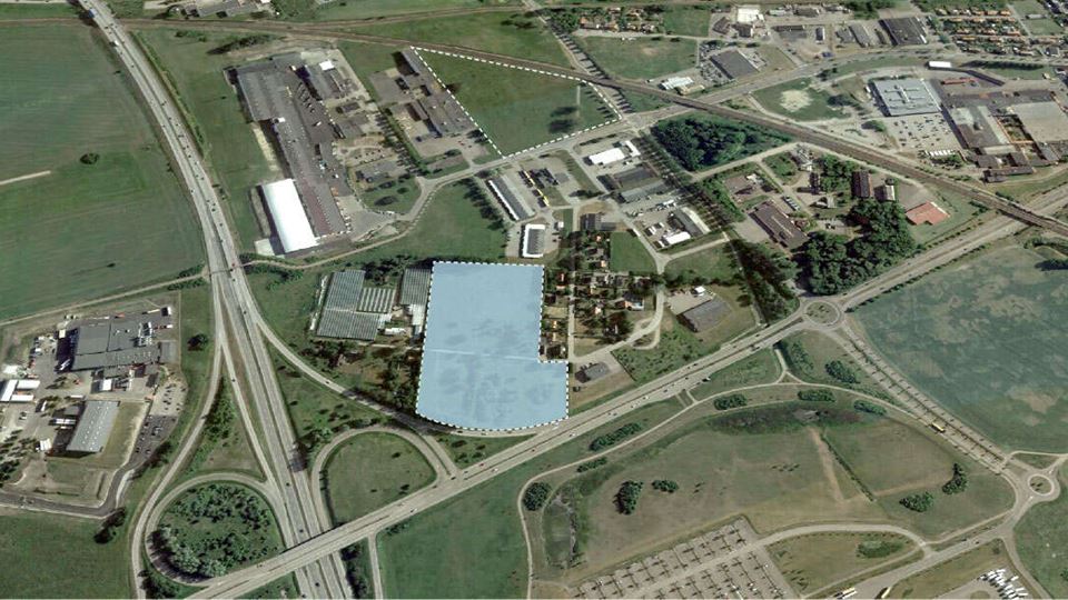 Flygfoto av tomter på Örja i Landskrona.