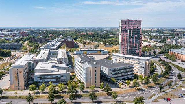 Ideon-området i Lund med Delta-byggnaderna i förgrunden och Gateway i bakgrunden.